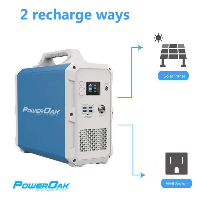 PowerOak - Generatore CA/CC solare PowerOak PS9 da 1.800 Wh - Power bank - PS9