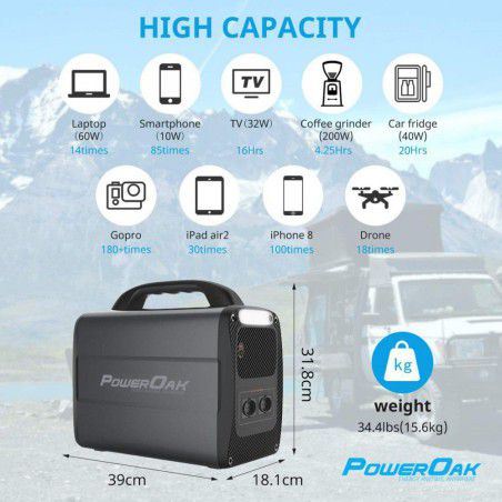 PowerOak - PowerOak PS7 AC100 1,000Wh AC/DC solar generator - Power banks - PS7